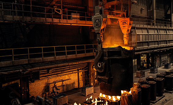 Sandvik Materials Technology: Bloom casting at the steel mill in Sandviken, Sweden.